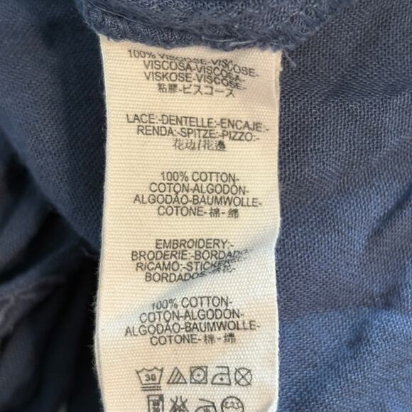 Free People Kiss Kiss Tunic Dress Womens XS Blue Tiered Swing Cut Out Oversized - Picture 7 of 9